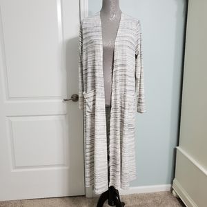 LuLaRoe Sarah duster cardigan large white and black